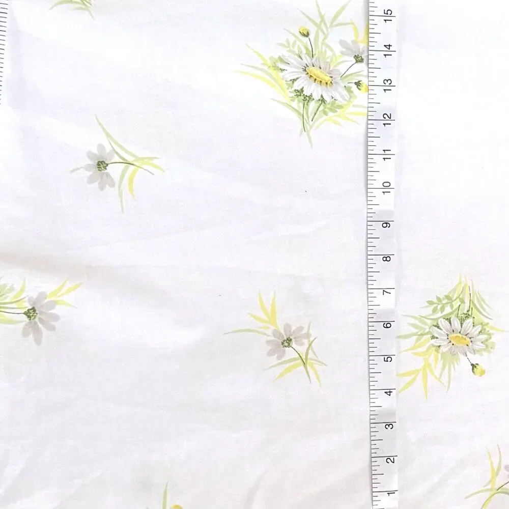 Vtg 70s Springmaid Double Fitted Sheet Flowers MCM Yellow Daisy Cottagecore USA